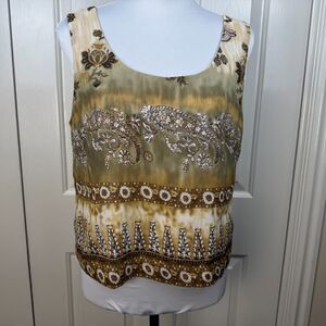 K Studio Collection Tank Top Sz 14 Brown Glitter Scoop Neck Sleeveless Lined
